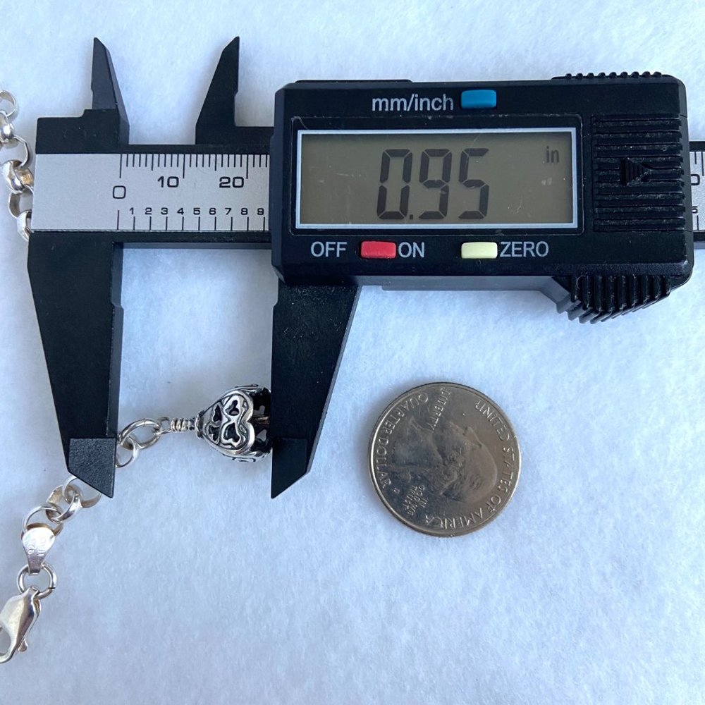 Sterling Silver 925 AGI Italy 6MM Rolo Link Bell Charm Bracelet Size 8" 13.5g - Picture 16 of 17